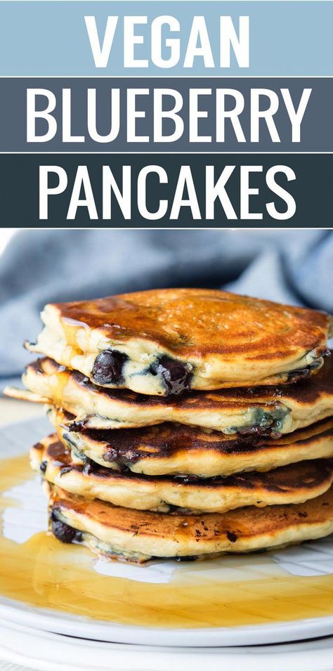 Low Carb Vegan Breakfast, Vegan Blueberry Pancakes, Fluffy Blueberry Pancakes, Nora Cooks, Vegan Pancake Recipes, Pasta Chips, Pancakes Vegan, Pancakes Breakfast, Vegan Breakfasts