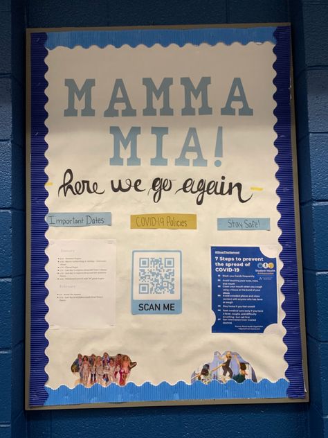 Mama Mia Bulletin Board, Resident Assistant Programs Events, Resident Advisor Ideas, Welcome Back Boards, Dorm Door Signs, Resident Assistant Programs, Residence Life Bulletin Boards, Dorm Bulletin Boards, Res Life Bulletin Boards