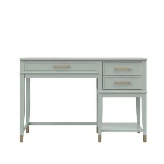 Writing Desks For Small Spaces, Cute White Desk, Small Desk Decor, Ivy Bedroom, Home Office Standing Desk, Standing Desk Home Office, Stinky Pete, Glam Desk, Small Desks