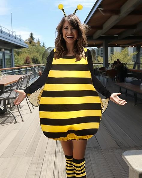 Bumble Bee Costume for Women: Funny Animal Halloween Adult Costumes Size: One Size Machine Wash Bee costume set that includes the outfit itself and a headband. Adult Animal Costume Diy, Diy Bee Costume Women, Bumble Bee Costume Women, Bee Costume Women's, Bee Cosplay, Bumblebee Costume, Funny Adult Costumes, Bumble Bee Costume, Womens Cosplay