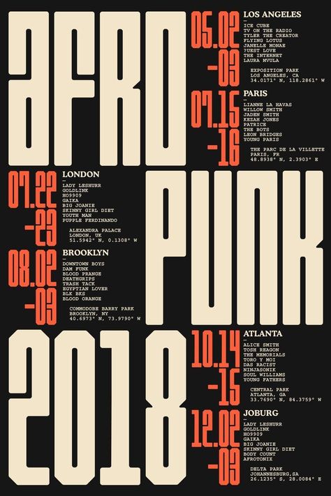 Interesting Graphic Design, Poster Design Inspiration School, Typographic Layout Design, College Graphic Design, Graphic Design College, Afropunk Festival, Typographie Logo, Typographic Poster Design, Typo Poster