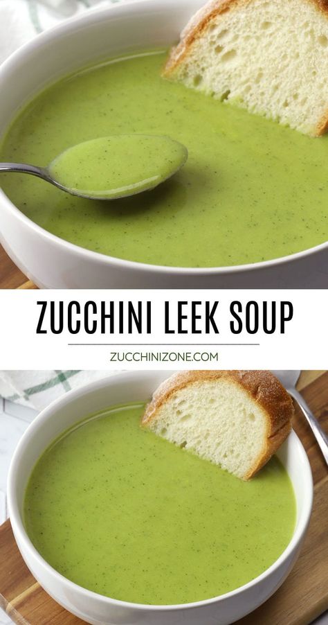 Leek Zucchini Recipes, Potato Leek And Zucchini Soup, Leek And Zucchini Soup, Low Carb Zucchini Soup, Zucchini Dill Soup, Leek And Zucchini Recipe, Recipes With Leeks Healthy, Zucchini Leek Soup, Potato Zucchini Soup