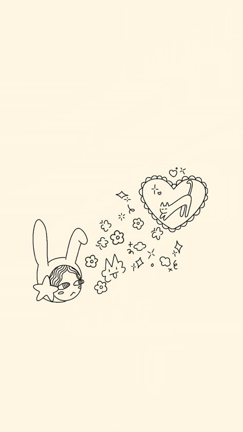 star bunny at the bottom is originally kailey.zoee’s art !! ,,, redrawn by me Tan Cute Wallpaper, Phone Wallpaper With Widgets, Subtle Wallpaper Phone, Wallpapers Bunny, Star Aesthetic Wallpaper, Phone Backgrounds Dark, Wallpaper For Homescreen, Stars Wallpaper Aesthetic, Pink Jellyfish Wallpaper