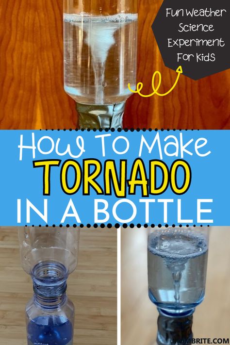 Tornado Craft, Water Tornado, Tornado In A Bottle, Weather Experiments, Weather Activities Preschool, Preschool Weather, Science Experiment For Kids, Weather Crafts, Weather Science