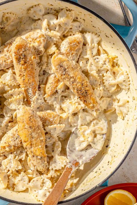 My Chicken Caesar Pasta Is an Easy, Creamy Weeknight Winner Chicken Caesar Pasta, Chicken Breast Tenderloins, Caesar Pasta, Strong Immune System, Chicken Caesar, Skillet Meals, Creamy Pasta, Simply Recipes, Delicious Chicken