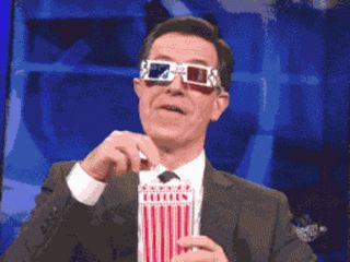 Popcorn GIFs - Stephen Colbert #popcorn #stephencolbert #gif #colonelpopper #popcornpopper #popcornmachine #popcornmaker Popcorn Meme, Best Popcorn, Science Guy, Tie Fighter, Stephen Colbert, Single Person, Know Your Meme, Mirrored Sunglasses Men, Reaction Pictures