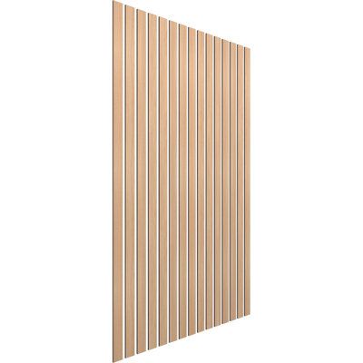 Wood slat wall panels offer a modern, interior design element that adds texture and warmth to a room. They can be installed vertically or horizontally and can be used to create a focal point, accent wall, to cover an entire room, or even to upgrade furniture and desks. They are versatile, easy to install, and are suitable for use in a variety of settings, including homes, offices, and commercial spaces. Slat wall paneling offers a sustainable alternative to traditional wall coverings, as they ar Bathroom Wall Coverings, Slat Wall Panel, Wood Slat Wall, Wooden Wall Panels, Interior Design Elements, Wood Panel Walls, Slat Wall, Wood Slats, Wall Panel