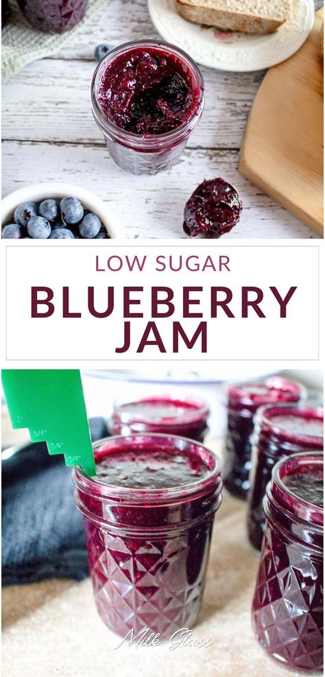 Don't let your fresh blueberries go to waste! Make this low-sugar blueberry jam and enjoy a healthier, homemade treat. You can choose to make it sugar-free, with honey, or with a little sugar, ensuring a perfect balance of flavor without being too sweet. #canning #jamrecipes #blueberryrecipes Low Sugar Blueberry Jam Recipe, Low Sugar Blueberry Jam, Low Sugar Jam Recipes, Sugar Free Jam Recipes, Low Sugar Jam, Canning Jam Recipes, Blueberry Jam Recipe, Sugar Free Jam, Seasonal Eating