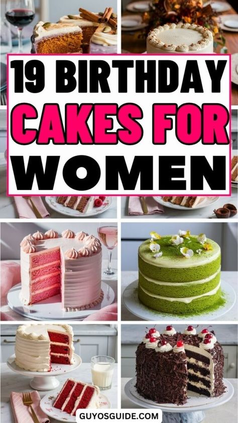 19 Stunning Birthday Cakes for Women That Wow Every Time Impressive Birthday Cakes, Simple Birthday Cake Designs Ideas, Easy Impressive Cakes, Decorated Birthday Cakes For Women, Adult Cakes For Women Birthdays, Womans Birthday Cake, Fun Birthday Cakes For Women, Cakes For Women Birthday, Simple Birthday Cakes For Women