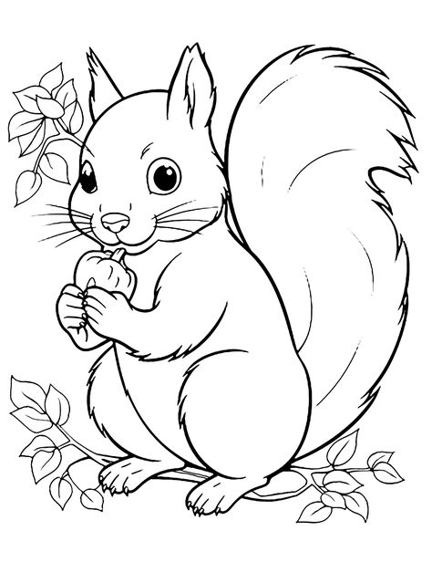 Animal Coloring Pages Free Printable, Squirrel Coloring Page, Fall Coloring Sheets, Happy Squirrel, Coloring Pages Free Printable, Printable Animals, Animal Embroidery Designs, Fall Coloring Pages, Cute Squirrel