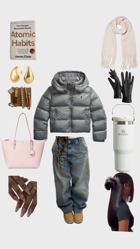 Pink Timberlands Outfit, Outfits With Puffer Jackets, Winter Outfits Puffer Jacket, Puffer Jacket Outfit Winter Style, Clean Girl Winter, Timberlands Outfit, Puffer Jacket Outfits, Puffer Outfit, Winter Jacket Outfits