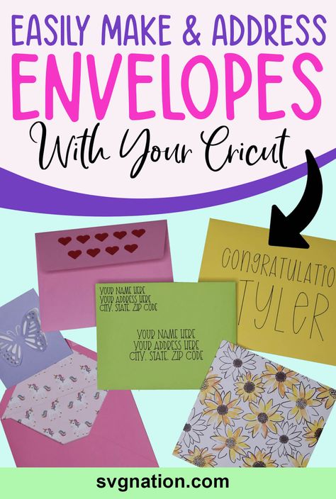 Envelope SVG Templates - Make & Address Envelopes with Cricut Cricut Envelope, Cricut Apps, Diy Envelope Template, Homemade Envelopes, Envelope Svg, Cricut Birthday Cards, Address Envelopes, Christmas Card Envelopes, Envelope Templates