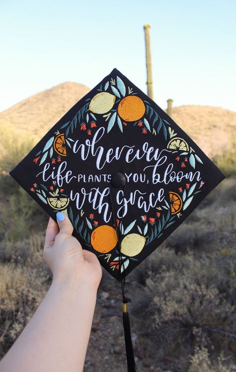 Our gorgeous Machine embroidered Grad Caps is a perfect way to top off your BIG DAY! Each design is hand drawn then digitized and lovingly embroidered to create your special unique cap. We use quality fabrics and treads to ensure that your cap will remain a wonderful memento of your graduation day. A simply beautiful grad cap topper to keep for years. Our grad cap toppers are sewn over so you can simply slip it onto your grad cap, ensuring a neat and finished look. Since the cap topper snugly fi Teacher Graduation Cap, Graduation Cap Decoration Diy, Gift Embroidery, College Graduation Cap Decoration, Grad Hat, Grad Cap Designs, Diy Graduation Cap, Cap Decoration, Grad Caps