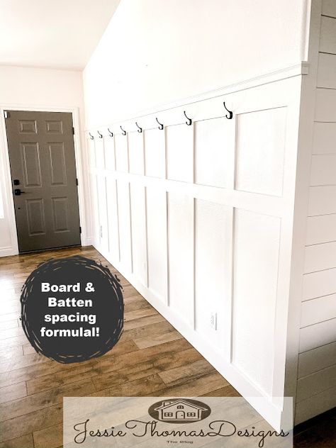 Board And Batten Next To Shiplap, Small Entryway Board And Batten, Mudroom Board And Batten Hooks, Board And Batten Coat Rack, Board And Batten Coat Wall Entryway, Mud Room Walls, Board And Batten Entry Wall, Shiplap And Board And Batten Together, Board And Batten Entryway With Bench