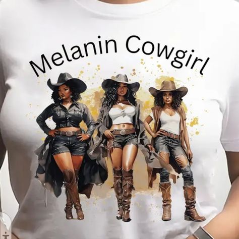 Cowgirl Melain Crew Neck Cotton T-Shirt In White Only Cute Cowgirl Shirts, Cowboy Football Game Outfit, Hoedown Outfits, Western Homecoming, Cowgirl Outfits Black Women, Western Cowgirl Outfits, 55 Birthday, Reunion Outfit, Birthday Group Shirts