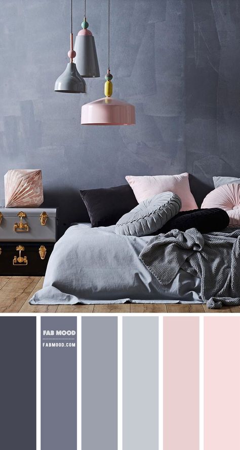 Blush and Grey Bedroom Colour Scheme Grey Colour Scheme Bedroom, Grey Bedroom Colors, Bedroom Colour, تصميم داخلي فاخر, Bedroom Colour Palette, Grey Bedroom, Room Color Schemes, غر�فة ملابس, Bedroom Color Schemes