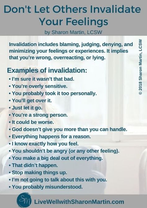 Invalidating feelings includes minimizing, denying, blaming, and judging. When someone invalidates your feelings it implies that your feelings don't matter and aren't valued. #emotionalabuse #invalidation Codependency Recovery, Mental And Emotional Health, Toxic Relationships, Coping Skills, Mental Health Awareness, Emotional Intelligence, Emotional Health, Healthy Relationships, The Words