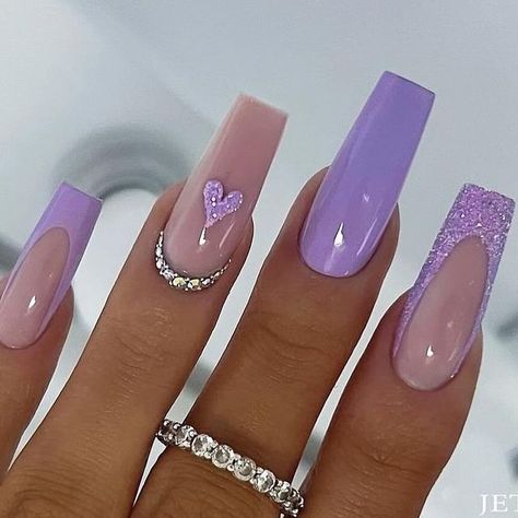 Jet Set Beauty GmbH on Instagram: "Dreamy @minea.nails #purplenails #purplenails💜 #purplenails💅💜 #naildesigns #nailswag #nailswagg" Purple Nail Art Designs, Purple Gel Nails, Acrylic Nail Designs Coffin, Inspiration Nails, Purple Nail Art, Lilac Nails, Purple Acrylic Nails, Lavender Nails, Nails Design With Rhinestones