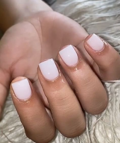 Nude Square Acrylic Nails Short, Short Nails Overlay, Really Short Square Nails, Real Short Acrylic Nails, Short Nail Overlay Ideas, Basic Short Acrylic Nails, Short Square White Nails, Really Short Acrylic Nails, Short Overlay Nails