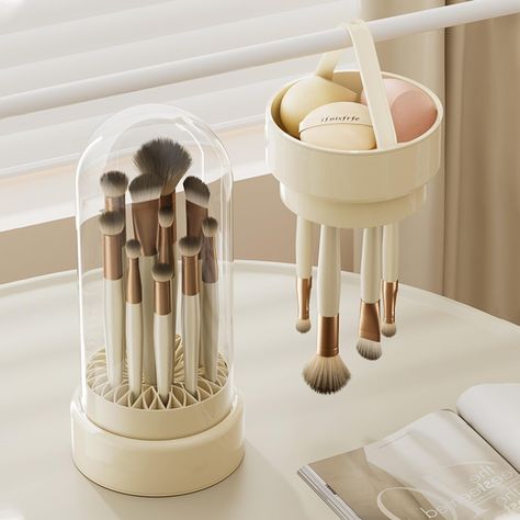 PRICES MAY VARY. 【Innovative Design Features】:3 in 1 design, it can be used for storage of makeup brushes/eggs, cleaning them and drying. One side is like a bowl with a multi textured bottom for washing your makeup brushes/eggs well 【Excellent makeup brushes holder】: It has a lot of mesh ports in different shapes and sizes that hold big and small makeup brushes,it has a transparent lid,It has a good dust-proof effect 【Multi-Functional Cleaning Bowl】: The cleaning bowl allows for efficient cleaning and drying, keeping your brushes and eggs hygienic and ready for use in no time 【Organized and Accessible】:Keep your cosmetics organized with our makeup brush holder, which provides a designated spot for each brush, ensuring easy access whenever you need them 【Travel-Friendly】:With its compact si Makeup Brush Cleaning Mat, Clean Cosmetics, Silicone Makeup, Makeup Brush Organization, Makeup Brush Storage, Makeup Brush Cleaner, How To Clean Makeup Brushes, Silicone Brush, Small Makeup