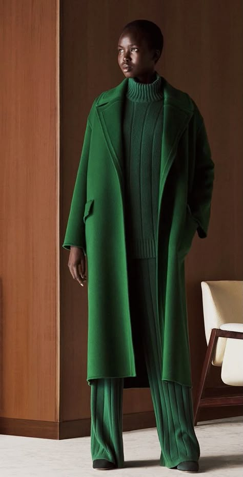 Avant Garde Outfit, Green Coat, Loro Piana, Work Outfits Women, Mode Inspiration, Looks Vintage, Green Fashion, Look Fashion, Classy Outfits