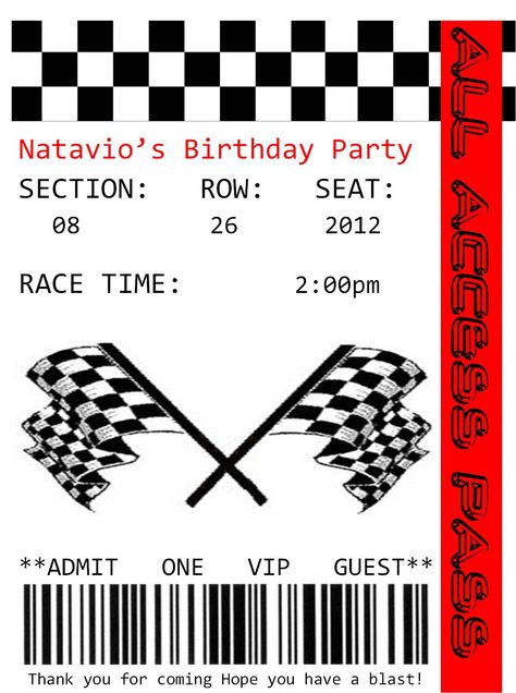 Pit Pass Birthday Invitations, Pit Pass Printable Free, Race Car Birthday Party Invitations, F1 Party Theme, Need Four Speed Birthday Theme, F1 Theme Party Birthday, Race Car Birthday Party Ideas Food, Need Four Speed Birthday, F1 Birthday