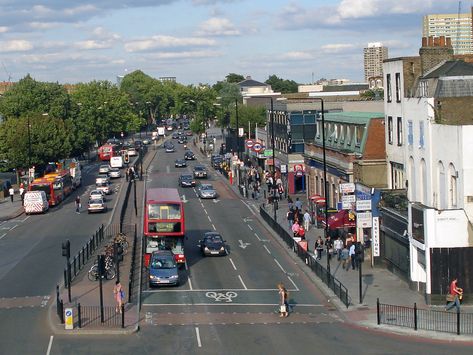 Mile End | Mile End Road | Looking east, from the top of the Green ... Green Bridge, Mile End, Happy Stuff, London History, London Places, London Underground, Wales England, East London, Capital City