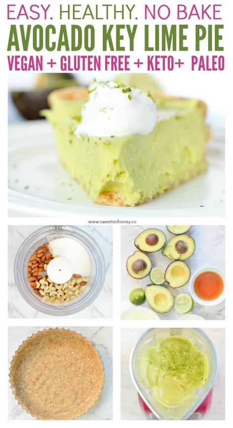 Cashew Crust, Vegan Key Lime Pie, Deserturi Raw Vegan, Coconut Almonds, Vegan No Bake, Avocado Dessert, Healthy Avocado, Desserts Healthy, Baked Avocado