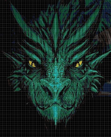 Dragon Cross Stitch, Digital Computer, Fantasy Cross Stitch, Learn Embroidery, Pixel Pattern, Afghan Pattern, Crochet Cross, Dragon Head, Cross Stitch Patterns Free