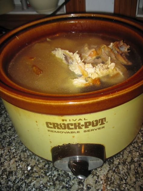 Chicken Carcass Soup, Leftover Chicken Recipes Healthy, Chicken Soup From Scratch, Leftover Chicken Soup, Roast Chicken Soup, Leftover Soup, Slow Cooker Chicken Noodle Soup, Chicken Soup Crockpot, Chicken Noodle Soup Crock Pot