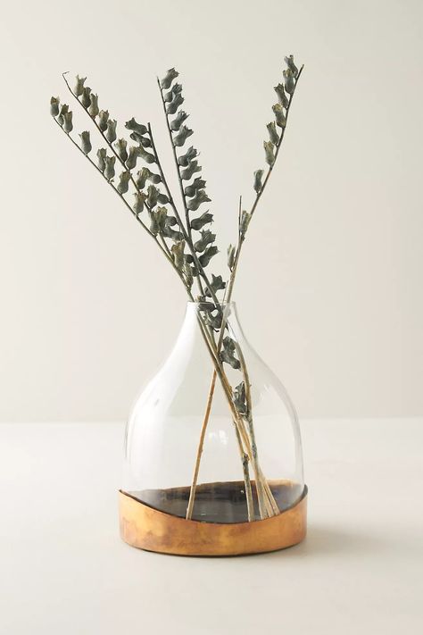 Cloche Vase | Anthropologie Green Chinoiserie, Faux Stems, Organic Ceramics, Flower Vases Decoration, Glass Cloche, Wood Pedestal, Flute Glass, Jar Vase, Creative Living