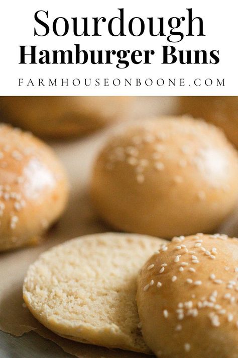 Sourdough Hamburger Buns, Sourdough Buns, Homemade Sourdough Bread Recipes, Hamburger Bun Recipe, Homemade Hamburger Buns, Recipe Using Sourdough Starter, Bread Buns, Sourdough Starter Discard Recipe, Sourdough Sandwich