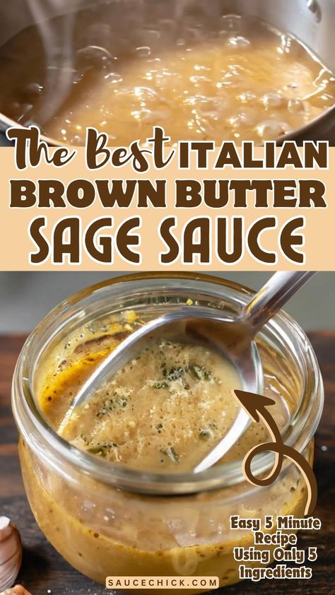 Brown Butter Sage Sauce Brown Butter Walnut Sauce, Brown Butter Lemon Sauce, Gourmet Butter Recipes, Creamy Brown Butter Sage Sauce, Brown Butter Sage Cream Sauce, How To Make Brown Butter Sauce, Mushroom Butter Sauce, Sage Butter Cream Sauce, Sauces With Heavy Cream