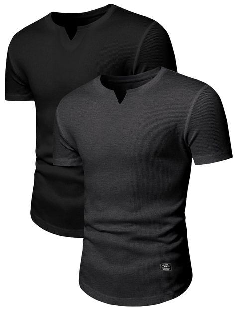 PRICES MAY VARY. Comfortable Material: This men's V neck Athletic T-Shirts is made of high quality polyester cotton blended ribbed fabric, fast dry, stretchable, light weight, soft comfy and durable, ensuring that they'll last you for many summers to come. Slim Fit Design: The Men's Muscle Slim Fit Button Henley Shirts are designed to fit snugly against your body, accentuating your muscles and creating a sleek silhouette that's perfect for any occasion. Multiple occasions: This short sleeve musc Gym Shirts Mens, Short Sleeve Henley, Mens Workout Shirts, Muscle T Shirts, Muscle Shirts, Men's Muscle, Henley Shirt, Gym Shirts, Gym Shorts