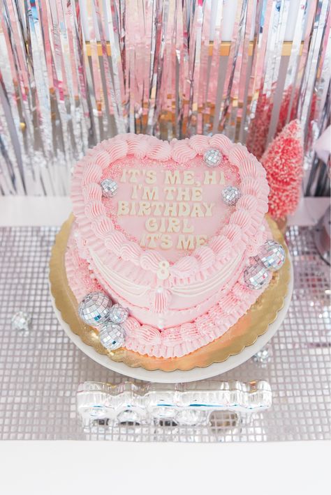 Taylor Swift Heart Cake, Pink Disco Ball Cake, Pink Disco Cake, Disco Ball Cake, Disco Cake, Taylor Swift Cake, 9th Birthday Cake, Taylor Swift Birthday Party Ideas, 26th Birthday