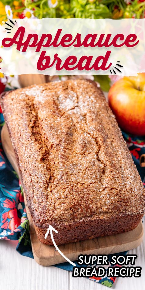 Apple Bread Using Applesauce, Simple Apple Bread Recipe, Apple Sauce Bread Easy, Baking Recipes With Applesauce, Baking With Apple Sauce Recipes, Apple Sauce Quick Bread, Cooking With Applesauce Recipes, Quick Apple Bread Easy Recipes, Spiced Applesauce Bread