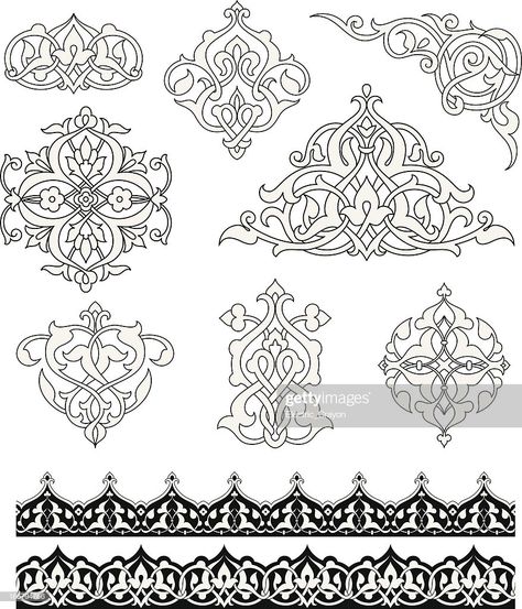 Vector Art : Arabesque Ornaments Arabesque Ornaments, Motif Arabesque, Islamic Motifs, Ornamental Design, Seni 2d, Arabesque Pattern, Islamic Patterns, Arabic Pattern, Islamic Art Pattern