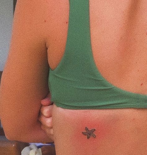 Fine Like Shark Tattoo, Summery Tatoos, Small Starfish Tattoo Simple, Cute Starfish Tattoo, Holiday Tattoo Ideas Summer, Sri Lanka Tattoo Ideas, Tiny Starfish Tattoo, Holiday Tattoo Ideas, Seastar Tattoo