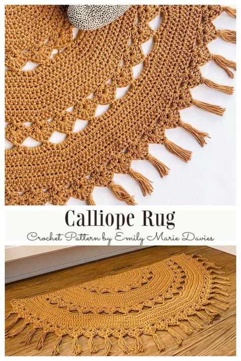 Half Circle Calliope Rug Crochet Patterns Free Circle Blanket Crochet Patterns, Bathroom Rug Crochet Pattern, Crochet Rug Circle, Crochet Rug Half Circle, Crotchet Rugs Diy, Crichet Rug, Crochet Rugs Free Patterns Easy Bath Mats & Rugs, Rug Crochet Free Pattern, Half Circle Rug Crochet Pattern