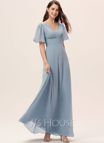 A-Line V-neck Floor-Length Chiffon Bridesmaid Dress (007233670) - JJ's House Wishlist Clothes, Brother Wedding, Summer Ball, Princess Bridesmaid Dress, Sweetheart Bridesmaids Dresses, Prom Dress Plus Size, Sleeveless Bridesmaid Dresses, Floor Length Chiffon Bridesmaid Dresses, Lace Homecoming Dresses Short