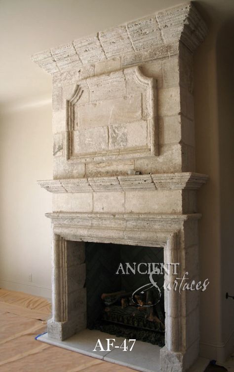 Our One of a Kind Stone Collection of Antique Reclaimed Limestone Fireplace Mantles by Ancient Surfaces Page 2 Limestone Fireplace Mantle, Stone Fireplace Mantles, French Limestone Fireplace, White Stone Fireplaces, Stone Mantle, Fireplace Feature Wall, Water Fountain Design, Fireplace Mantles, Stone Mantel