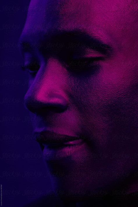 Creative portrait series - Ultraviolet Purple Lights, Purple Lighting, African American Man, Portrait Series, Man Portrait, African Models, Men Photoshoot, Purple Themes, Photo Pose For Man