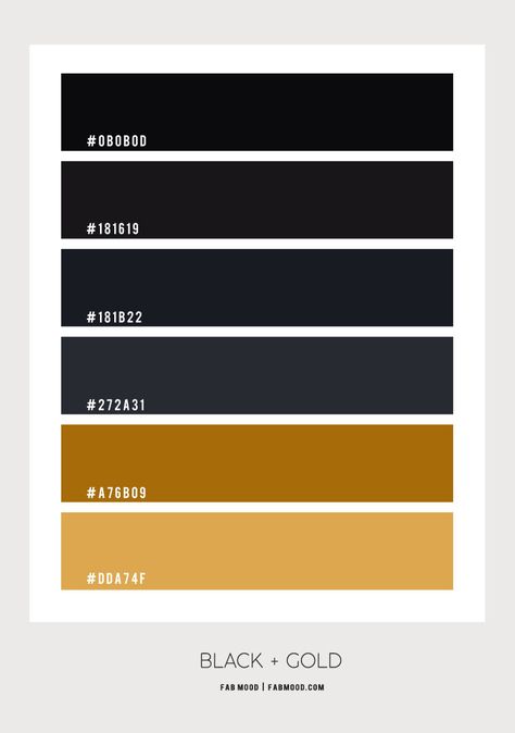 Black and gold color scheme for bathroom Color That Matches Black, Black Brass Color Scheme, Black Gold Pallete Color, Black White Silver Gold Color Palette, Black And Gold Color Palette Branding, Gold And Black Color Scheme, Black And Gold Pallet, Black Gold Colour Palette, Color Palette Black And Gold