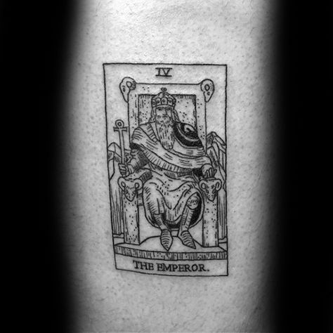 The Emperor Back Artistic Male Tarot Tattoo Ideas Emperor Tarot Card Tattoo, Tarot Emperor, Tattoo Tarot Card, Emperor Tarot Card, Emperor Tarot, The Emperor Tarot, Related Tattoos, Back Of Arm Tattoo, Tarot Card Tattoo