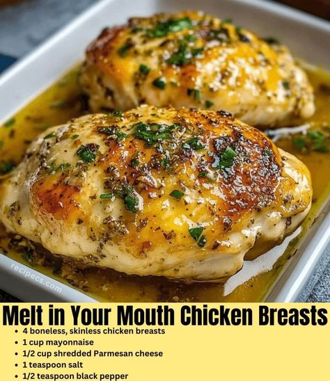 Melt in Your Mouth Chicken Breasts is an easy and quick healthy All Recipes keto dinner ideas recipes that you can cook if you like . In Tasty Recipes blog we Melt In Your Mouth Chicken, Mouth Chicken, Easy Chicken Breast, Chicken Breast Recipes Easy, Healthy Chicken Breast, Baked Chicken Breast, Cook Chicken Breast, Chicken Dishes Recipes, First Bite