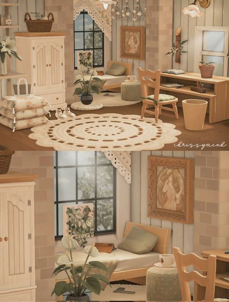 A Grilling Paradise Acnh, Bea House Acnh, Cottagecore Bedroom Animal Crossing, Goldie Acnh House, Acnh Skye House, Animal Crossing Interior Design Living Room, Cute Animal Crossing Bedroom Ideas, Acnh Roomates, Animal Crossing House Interior Ideas Bedroom