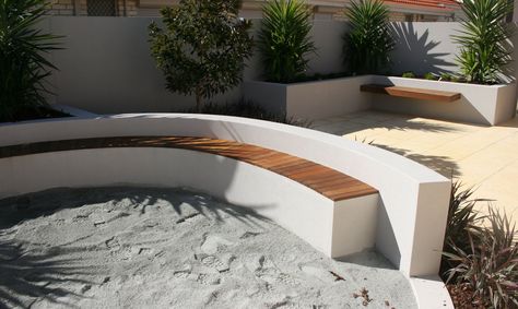 Curved Patio, Wall Bench, Garden Seating Area, Backyard Seating Area, Patio Steps, Curved Bench, Backyard Seating, Cozy Backyard, Wall Seating