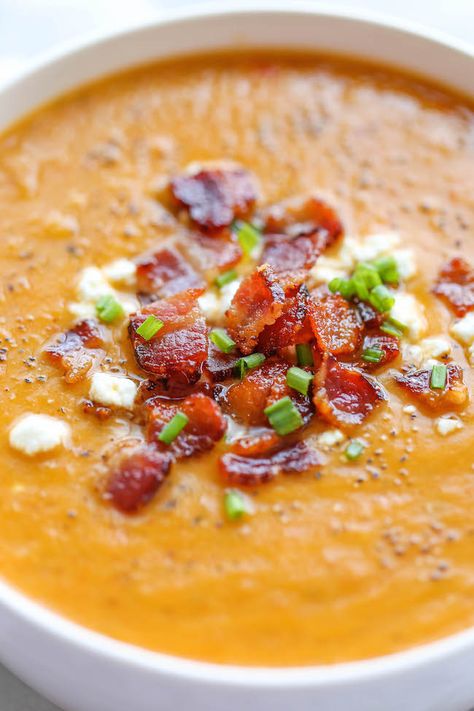 Butternut Squash And Bacon, Butternut Squash Bacon, Best Butternut Squash Soup, Vegan Butternut Squash Soup, Soup With Bacon, Easy Butternut Squash, Butternut Soup, Butternut Squash Recipes Soup, Squash Soup Recipe