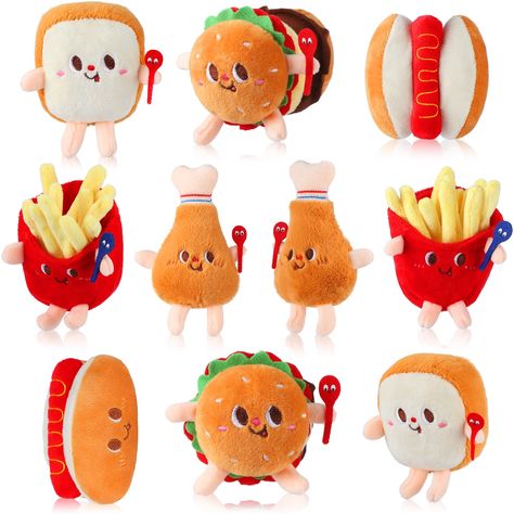 PRICES MAY VARY. Food Plush Toy Set: you will get a total of 10 food stuffed plush toys in 5 cute designs, including hamburgers, hot dogs, french fries, drumsticks, and bread, 2 of each style, they are cute, realistic, and brightly colored, which can easily to attract people's attention, especially children Compact and Portable: these stuffed plush food toys measure approx. 10-15 cm/ 4-6 inches, compact and easy to carry, without taking up much storage space, and each of them comes with an iron Food Themed Party, Party Favor Food, Food Plush, Food Plushies, Fries Chicken, Fall Carnival, Food Pillows, Plushies Cute, Giant Candy