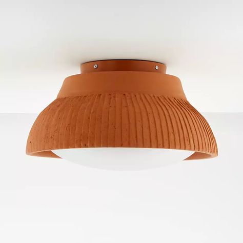 Roja Terracotta Large Flush Mount Light | Crate and Barrel Baja Decor, Kids Ceiling Lights, Chic Lighting, Flush Mount Lights, Flush Mount Light, Fabric Lampshade, Semi Flush Mount Lighting, Mount Light, Flush Ceiling Lights